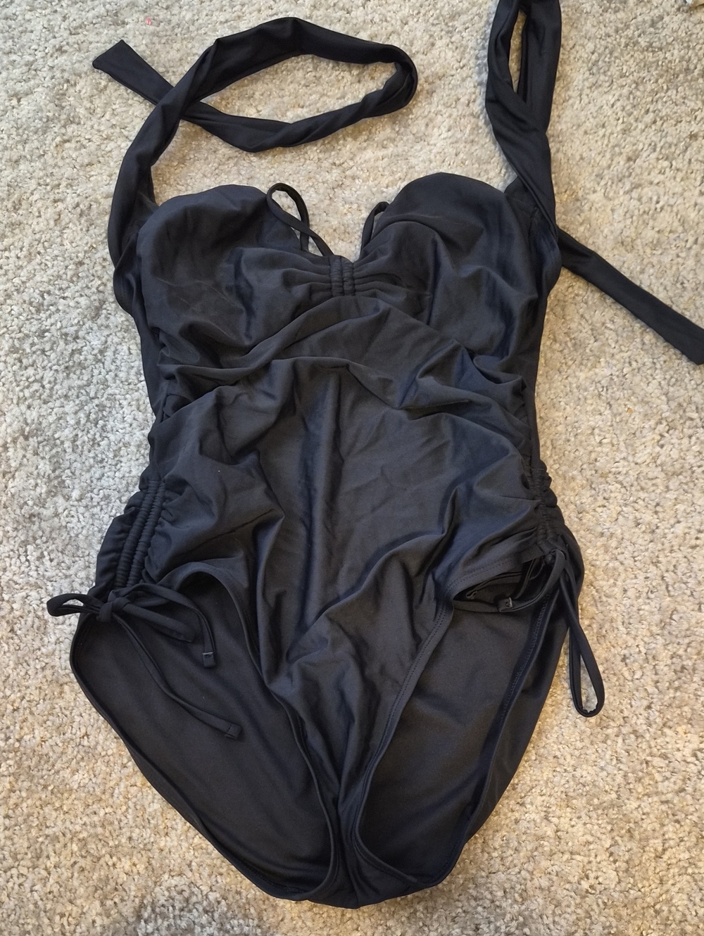 Classic Black Kids One-Piece Swimsuit - Halter Style